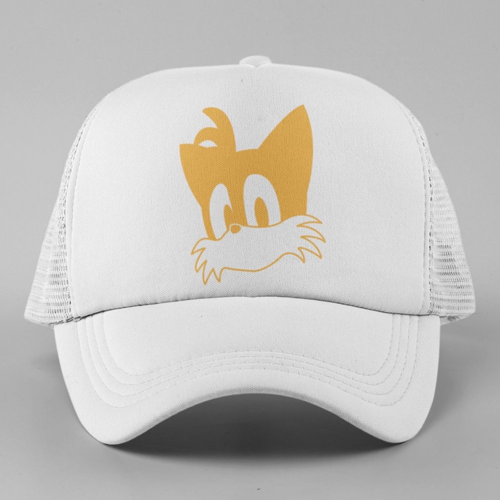 NEW Tails Fox Face Head Sonic Foam Trucker Mesh Snapback Hat WHITE